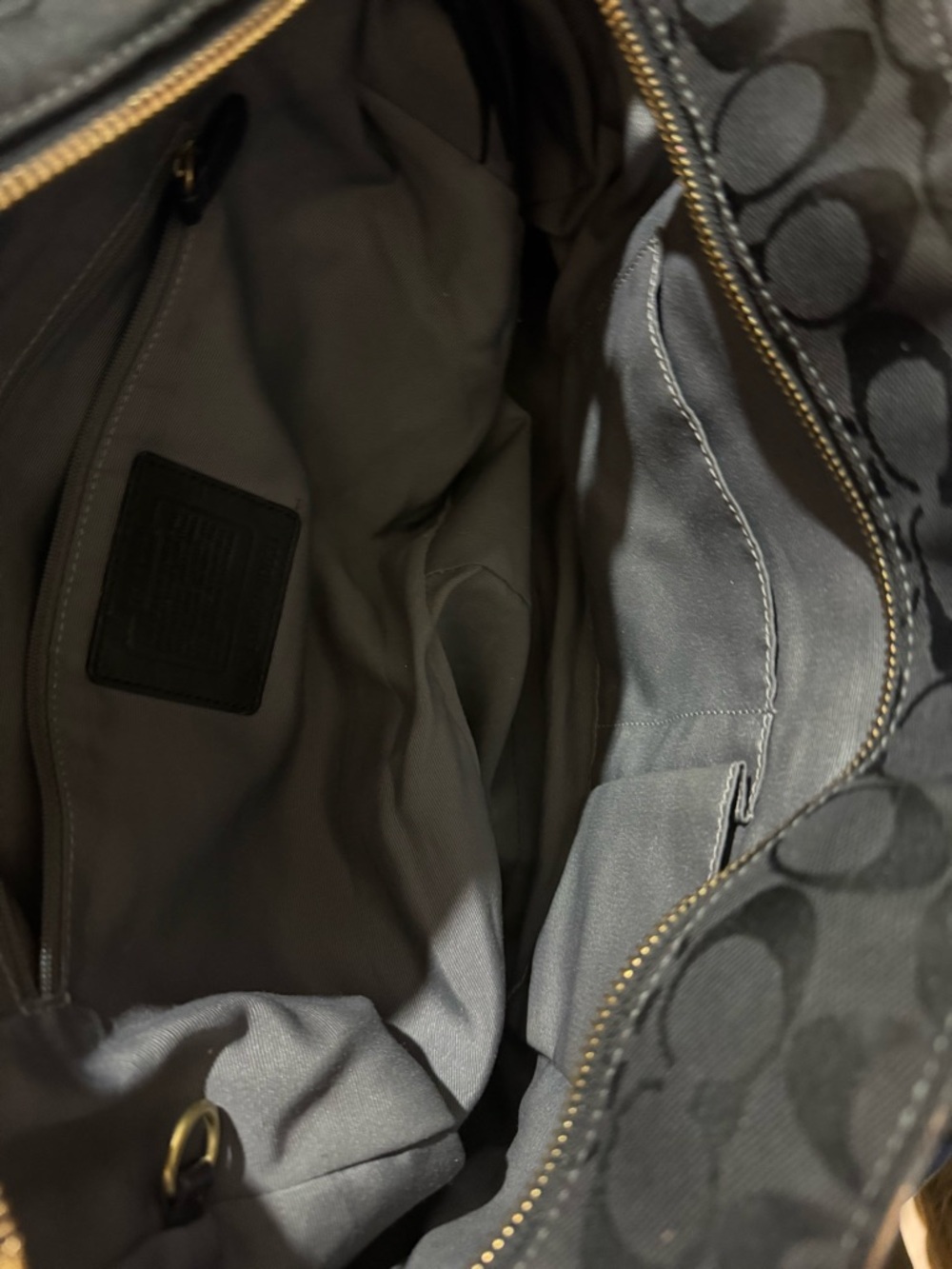 Coach Black Signature Canvas Tote with Gold-Tone Hardware - Picture 6 of 7